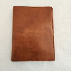 Jetset Passport Wallet Mens ~ Cognac Brown Faux Leather Bifold Credit Card Slots